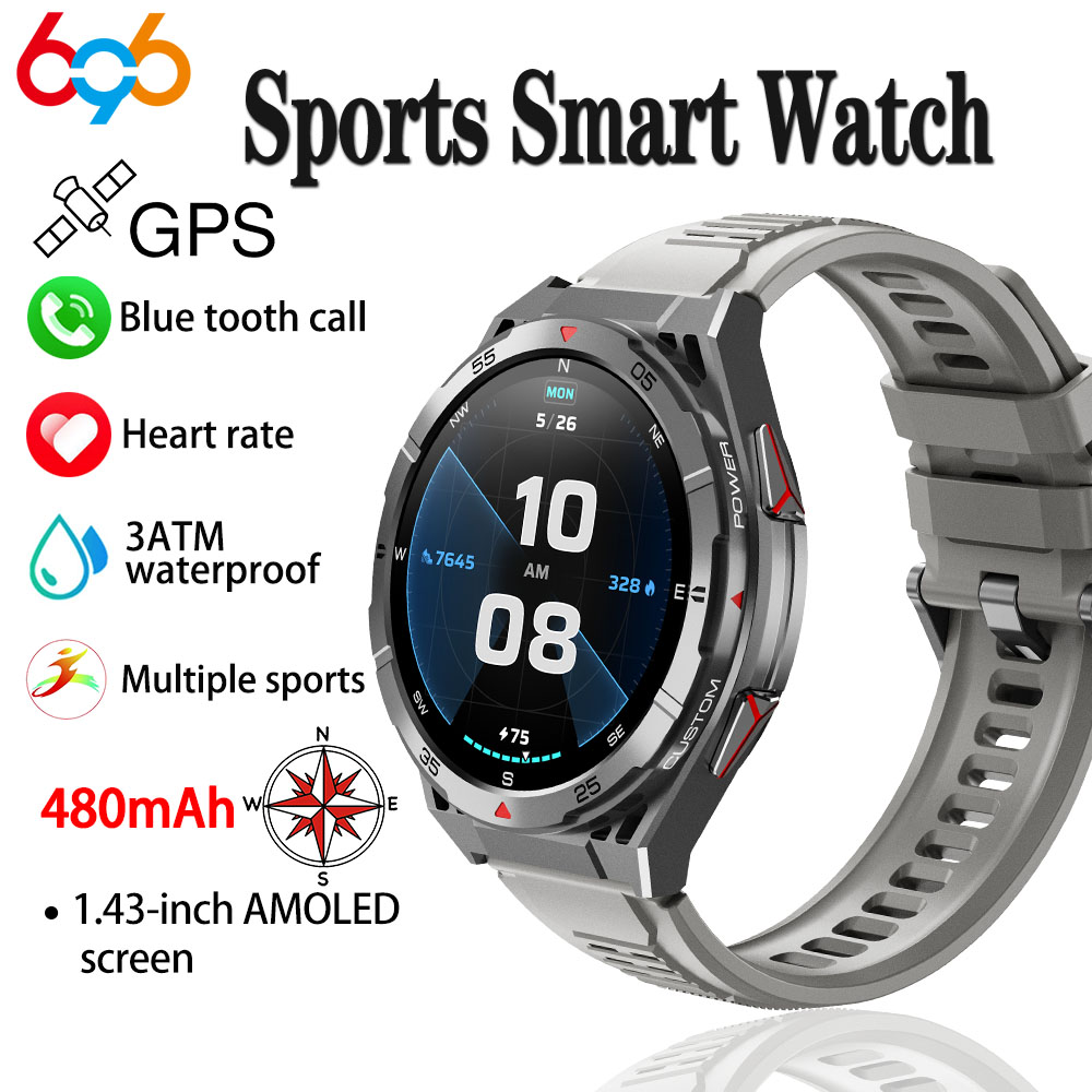 Smartwatch Instagram - ใหม่สมาร์ทนาฬิกา GPS กีฬาเข็มทิศความสูงความดันอากาศฟันสีฟ้า Call 3ATM กันน้ําสุขภาพหน้าจอ