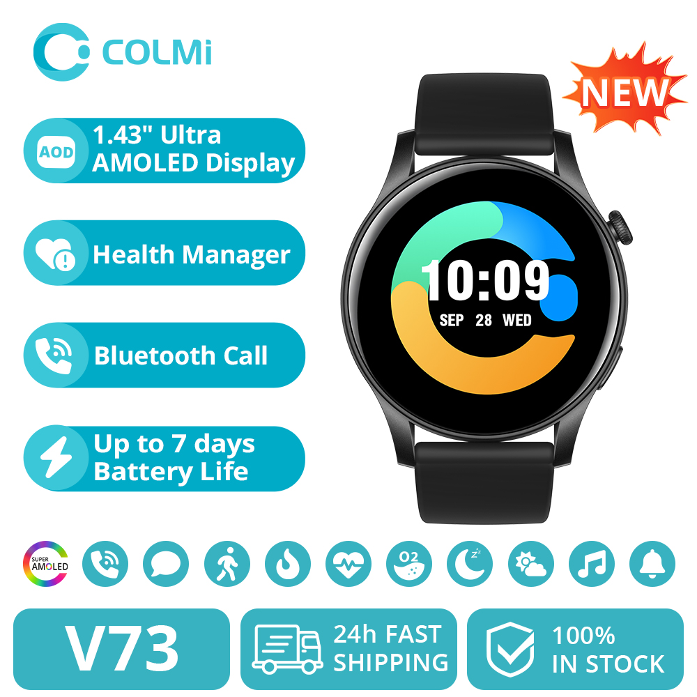 Smartwatch Instagram - [ใหม่2024] COLMI V73 SmartwatchจอแสดงผลAMOLEDบลูทูธโทรสุขภาพฟิตเนสติดตามสมาร์ทวอท์ชสําหรับผู้ชายผู้หญิง