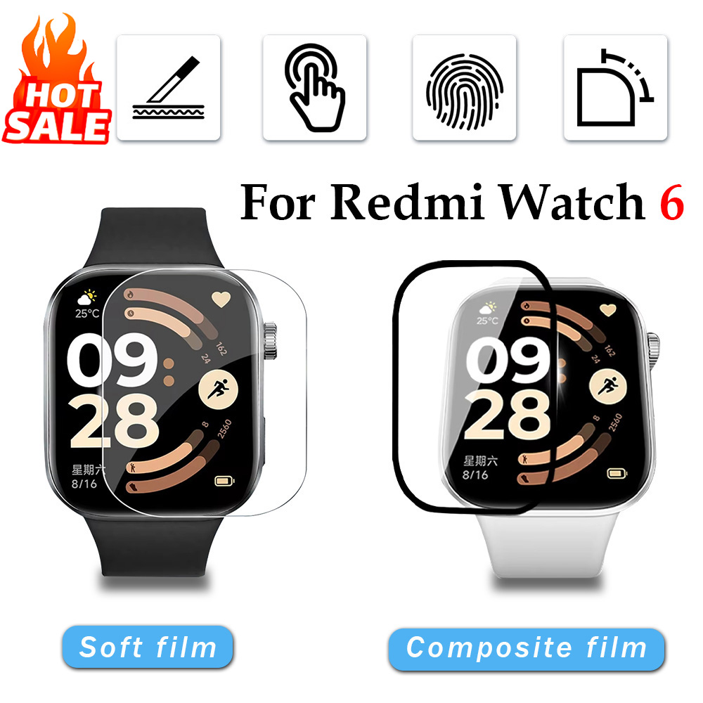 Watch Case Bumper - 1-5 ชิ้นฟิล์มนุ่มสำหรับเสี่ยวมี่ เรดมี่ วอทช์ 6 อุปกรณ์เสริมสมาร์ทวอทช์ป้องกันหน้าจอคอมโพสิตฟิล์มแข็งสำหรับเรดมี่