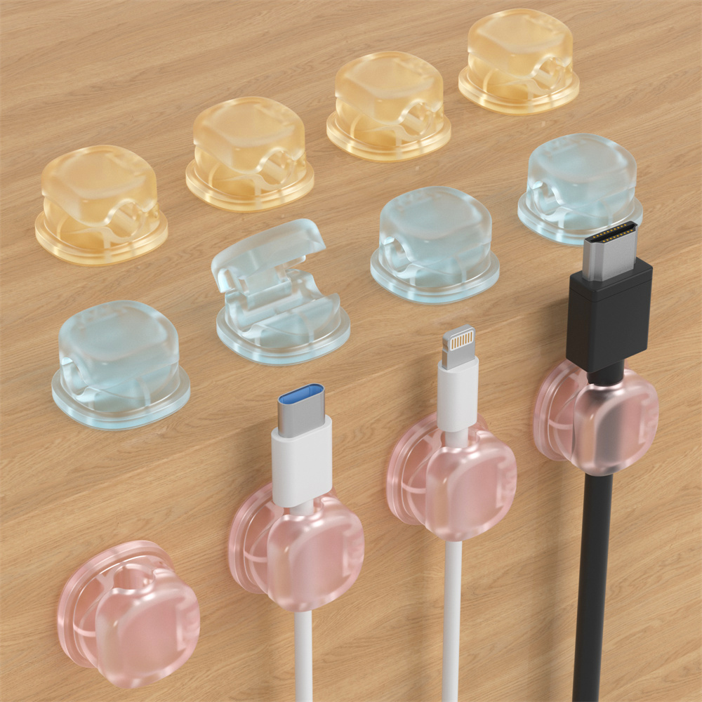 Magnetic Charging Stand - ที่เก็บสายแม่เหล็กโปร่งใส 3 สี, ที่เก็บสายข้อมูล, ที่เก็บสายชาร์จโทรศัพท์บนโต๊ะ, คลิปหนีบสายชาร์จ,