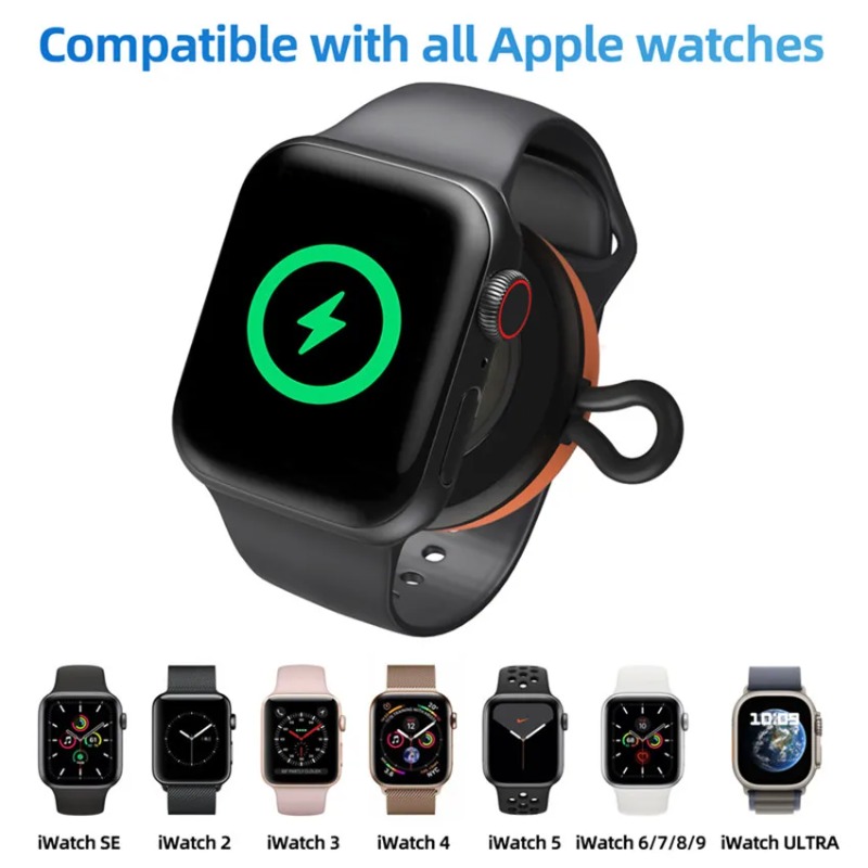Apple Smartwatch Accessories - ที่ชาร์จไร้สายแบบพกพาขนาดเล็กสำหรับสมาร์ทวอทช์ Type C พร้อมพวงกุญแจ ชาร์จเร็ว ใช้ได้กับ