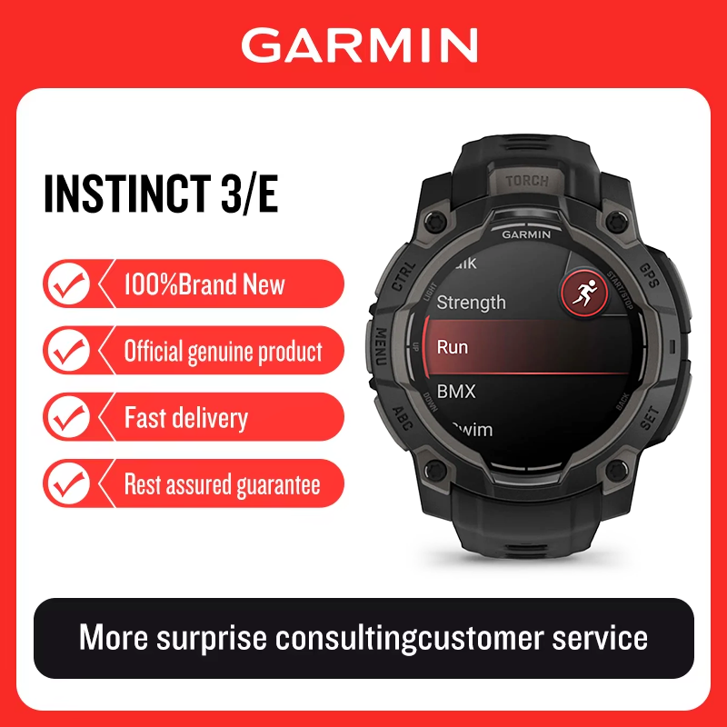 Smartwatch X18 - Garmin Instinct3/E นาฬิกาสปอร์ตพลังงานแสงอาทิตย์, วัดอัตราการเต้นของหัวใจ, วัดออกซิเจนในเลือด, สมาร์ทวอทช์สำหรับวิ่งกลางแจ้ง