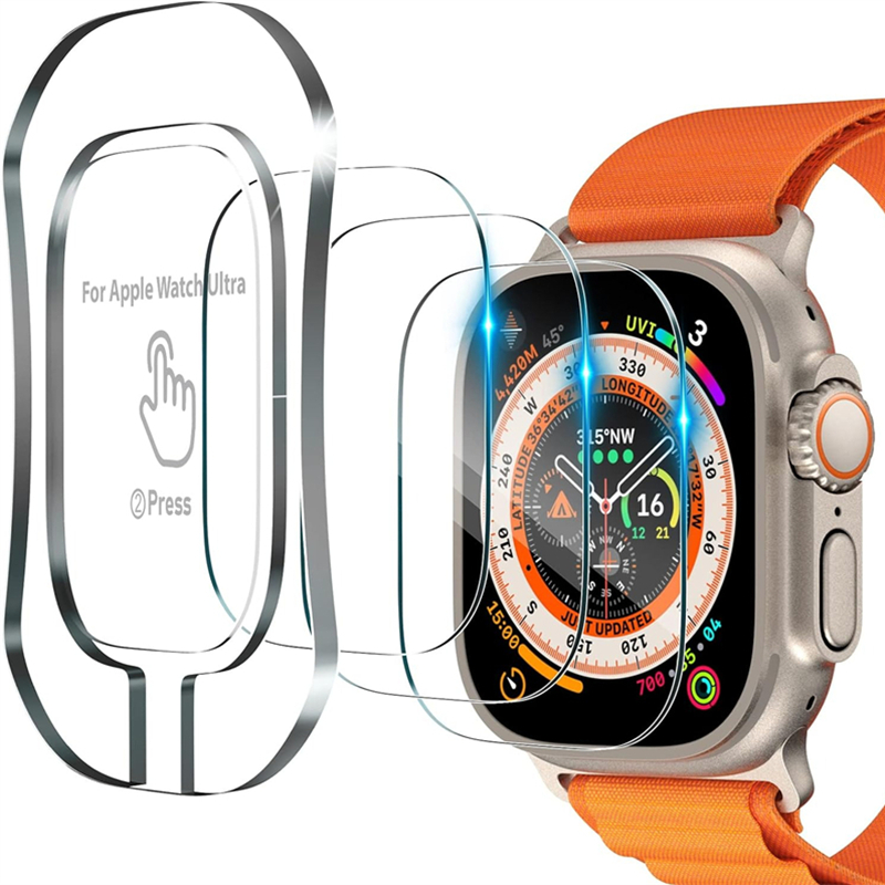 Watch Case Bumper - กระจกนิรภัยสำหรับนาฬิกา Apple อัลตร้า2 49มม. กันรอยขีดข่วนฟิล์มป้องกันการติดตั้ง iWatch