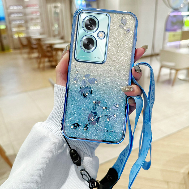 Oppo A78 - เคสโทรศัพท์ซิลิโคนพร้อมสายคล้อง สำหรับ OPPO A18 A98 A38