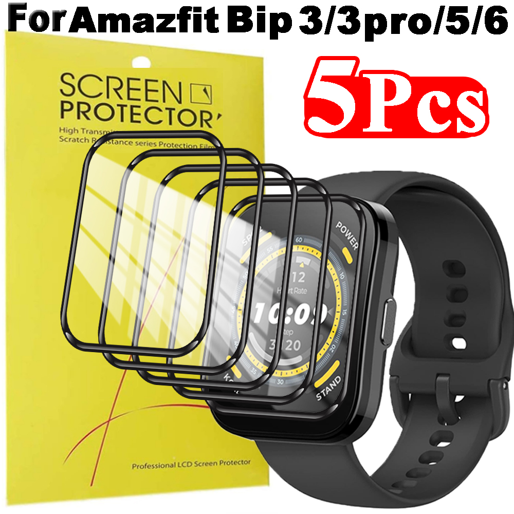 Amazfit Smartwatch Accessories - 1-5Pcs HDป้องกันหน้าจอสําหรับHuami Amazfit Bip 3/3Pro/5/6 Anti-Scratchอุปกรณ์เสริมSmartwatch