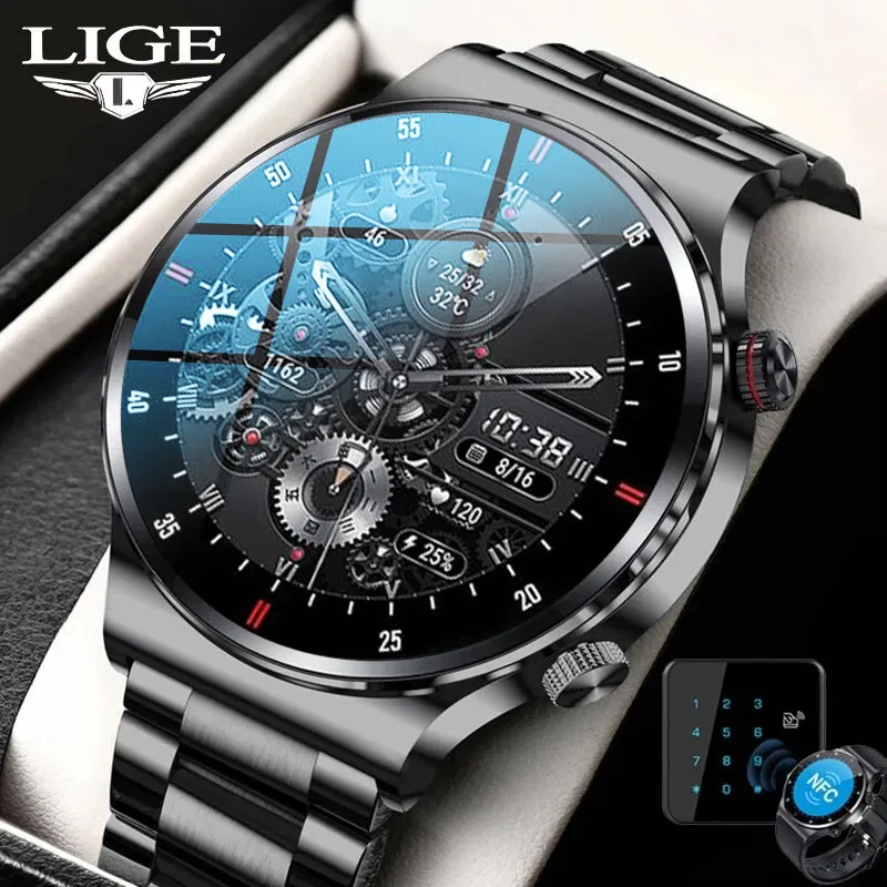Smartwatch Instagram - LIGE ECG + PPGบลูทูธสมาร์ทนาฬิกา2023ผู้ชายAMOLED Full TouchกีฬาNFCนาฬิกาผู้ชายSmartwatchกันน้ําสําหรับAndroid