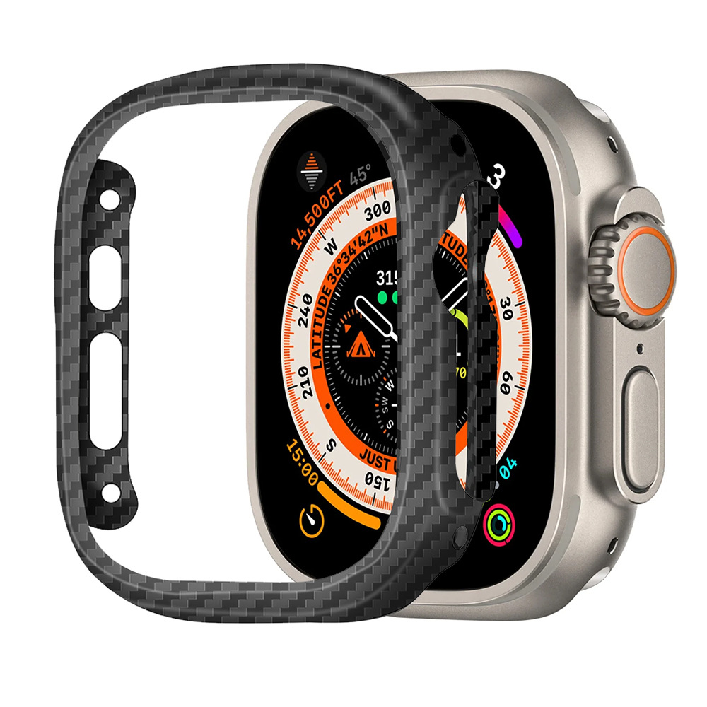 Watch Case Bumper - เคฟลาร์คาร์บอนไฟเบอร์เคสบางสำหรับแอปเปิ้ลวอตช์อัลตร้า 49 มม. ฝาครอบไฟเบอร์อะรามิดสำหรับแอปเปิ้ล อัลตร้า 1/2/3