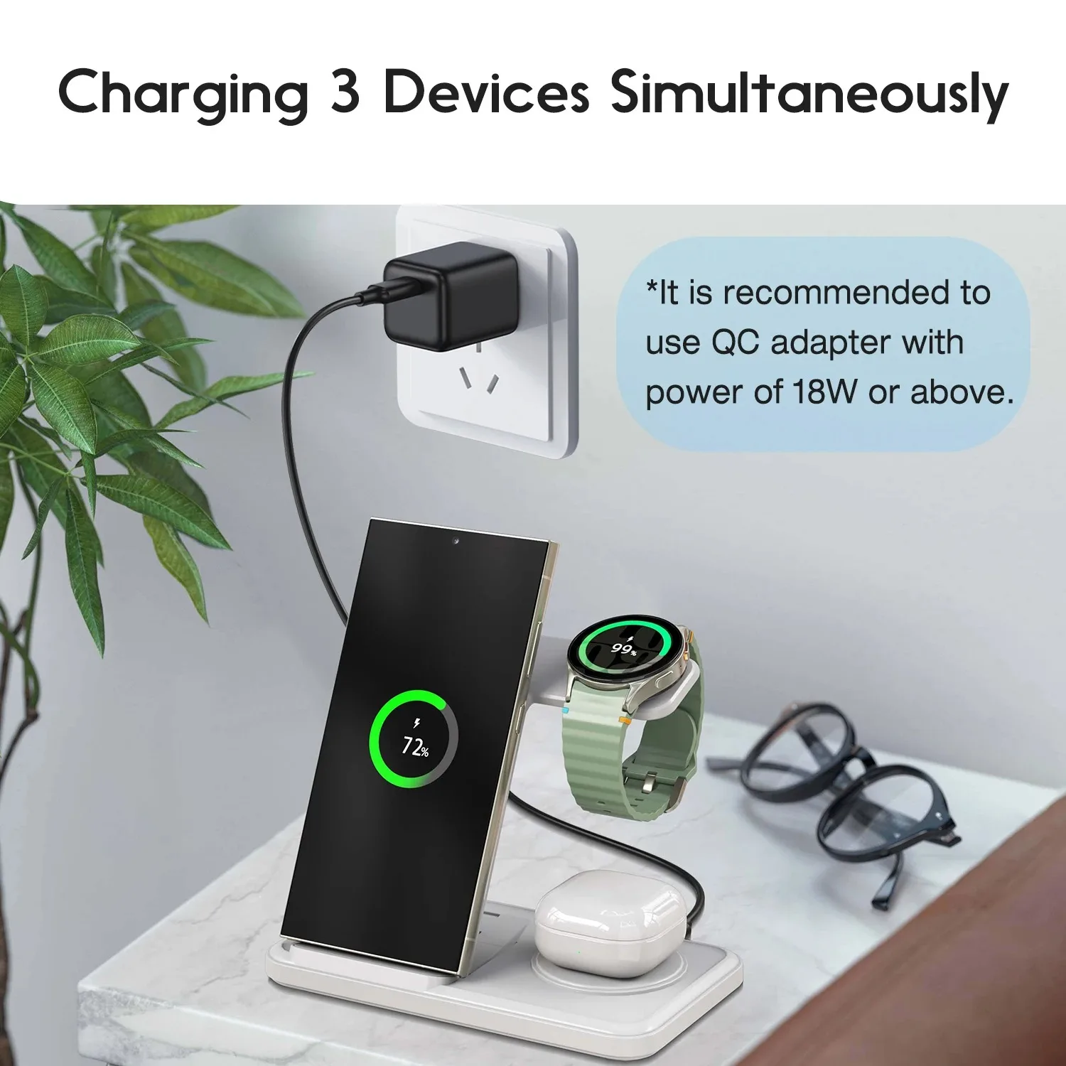 แท่นชาร์จไร้สาย 3-in-1 สำหรับ  - Watch Charger Cable บทวิจารณ์และราคา